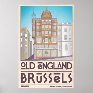 Brussel Stad Poster Gestileerd Straatbeeld
