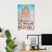 Brussel Stad Poster Gestileerd Straatbeeld (Thuiskantoor)