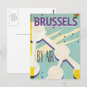 Brussel vintage vakantieposter briefkaart (Voorkant / Achterkant)