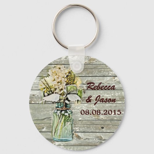 brusselland floral mason jar bruiloft bedankt sleutelhanger (Voorkant)