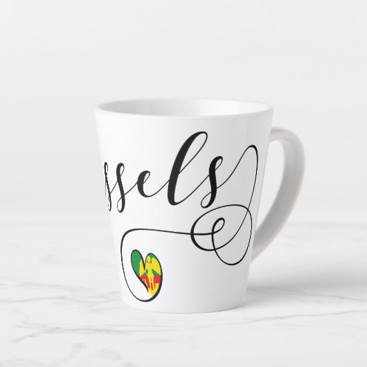 Brussels Airport in Heart Latte Mok (Rechterhoek)