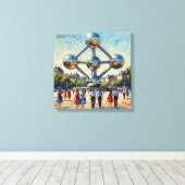 Brussels Atomium Iconic Monument Stretched Canvas Afdruk (Insitu (Houten vloer))