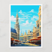 Brussels België vintage reisillustratie Briefkaart (Voorkant)