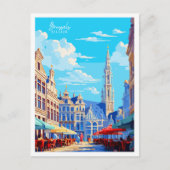Brussels België vintage reisillustratie Briefkaart (Voorkant)