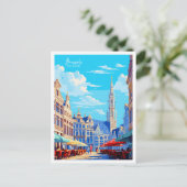 Brussels België vintage reisillustratie Briefkaart (Staand voorkant)