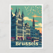 Brussels België Vintage Travel Illustration Briefkaart (Voorkant)