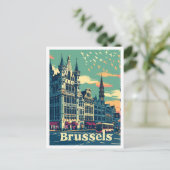 Brussels België Vintage Travel Illustration Briefkaart (Staand voorkant)