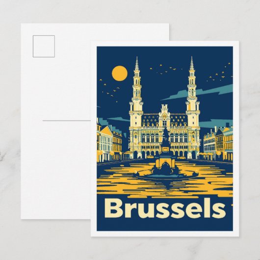 Brussels België Vintage Travel Illustration Briefkaart (Voorkant / Achterkant)