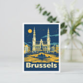 Brussels België Vintage Travel Illustration Briefkaart (Staand voorkant)