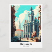 Brussels Belgium Art Vintage Travel Illustration Briefkaart (Voorkant)