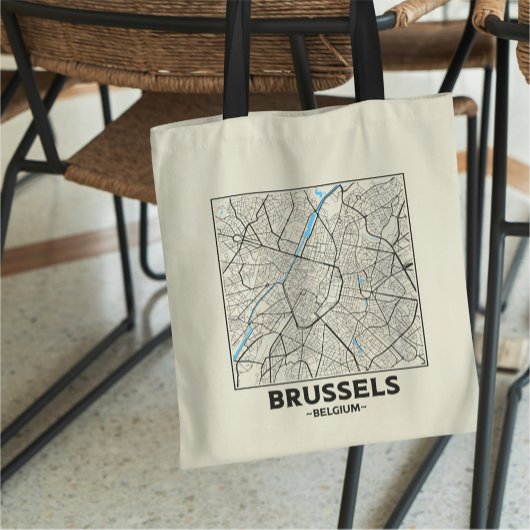 Brussels, Belgium City Map Tote Bag