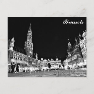 Brussels Belgium Grand Place at Night Travel Briefkaart