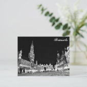 Brussels Belgium Grand Place at Night Travel Briefkaart (Staand voorkant)