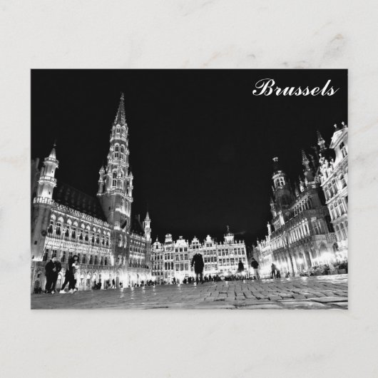 Brussels Belgium Grand Place at Night Travel Briefkaart (Voorkant)