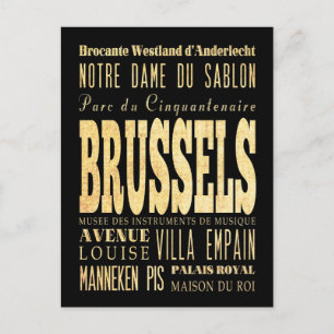 Brussels City of Belgium Typography City Art Briefkaart