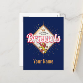 Brussels Europe Capital Belgium Retro Lion  Feestdagenkaart