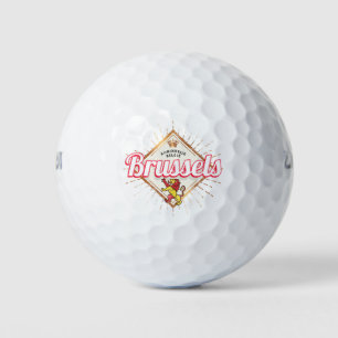 Brussels Europe Capital Belgium Retro Lion  Golfballen