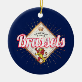 Brussels Europe Capital Belgium Retro Lion  Keramisch Ornament