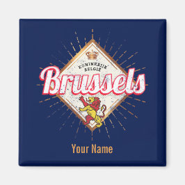 Brussels Europe Capital Belgium Retro Lion  Magneet