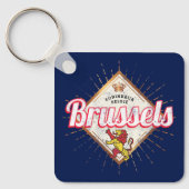 Brussels Europe Capital Belgium Retro Lion  Sleutelhanger (Voorkant)