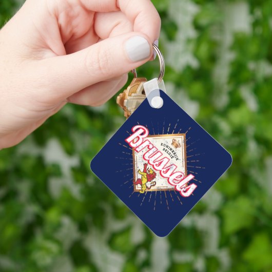 Brussels Europe Capital Belgium Retro Lion  Sleutelhanger (Hand)