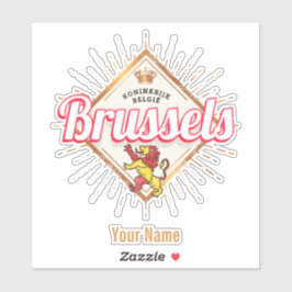 Brussels Europe Capital Belgium Retro Lion  Sticker
