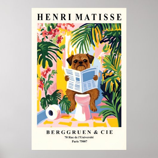 Brussels Griffon Badkamer Matisse Stijl Hond op Poster (Voorkant)