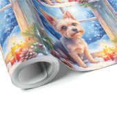 Brussels Griffon Bevroren Raam Kerst Kunst Cadeaupapier (Rol Hoek)
