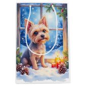 Brussels Griffon Bevroren Raam Kerst Kunst Medium Cadeauzakje (Voorkant)