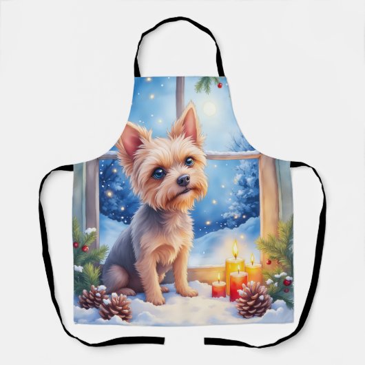Brussels Griffon Bevroren Raam Kerst Kunst Schort (Voorkant)