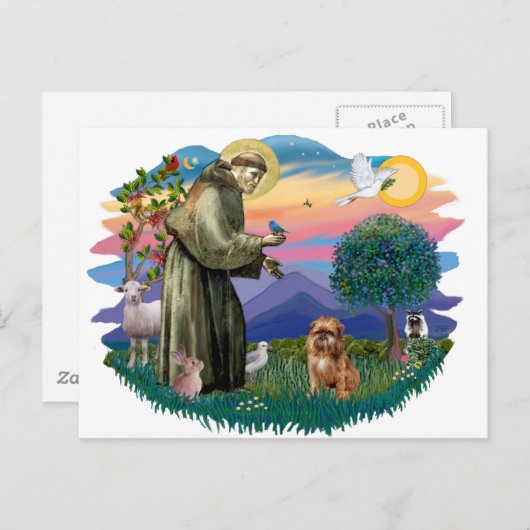 Brussels Griffon (bruin/rood) Briefkaart (Voorkant / Achterkant)