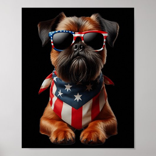 Brussels Griffon Dog 4 juli Amerikaans Onafhankeli Poster (Voorkant)