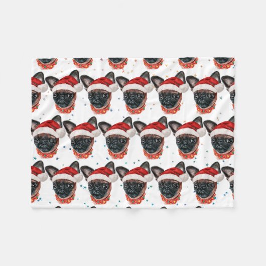 Brussels Griffon Dog Breed Christmas Fleece Deken (Voorkant (Horizontaal))