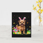 Brussels Griffon Dog Easter Egg Hunt Bunny Ear Hap Kaart (Gele Bloem)