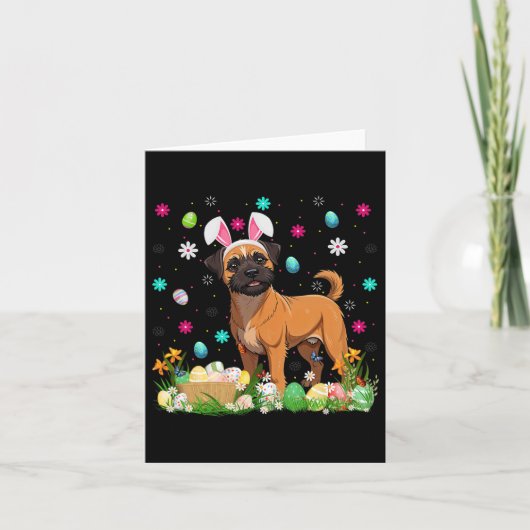 Brussels Griffon Dog Easter Egg Hunt Bunny Ear Hap Kaart (Voorkant)