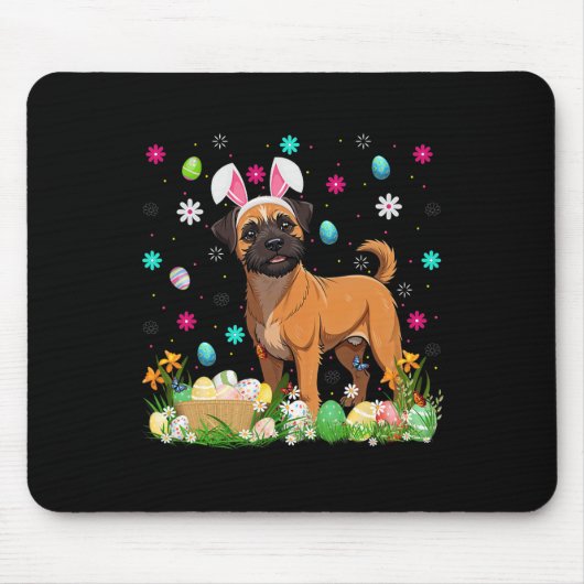 Brussels Griffon Dog Easter Egg Hunt Bunny Ear Hap Muismat (Voorkant)