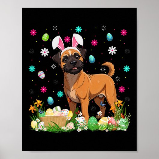 Brussels Griffon Dog Easter Egg Hunt Bunny Ear Hap Poster (Voorkant)