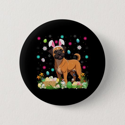 Brussels Griffon Dog Easter Egg Hunt Bunny Ear Hap Ronde Button 5,7 Cm (Voorkant)
