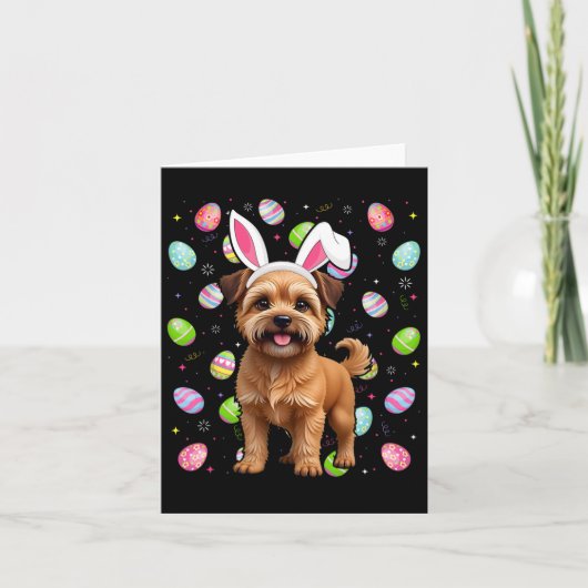 Brussels Griffon Dog Happy Easter Egg Hunt Bunny E Kaart (Voorkant)