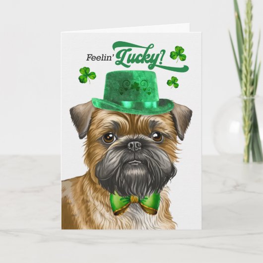 Brussels Griffon Dog Lucky St Patrick's Day Feestdagen Kaart (Voorkant)