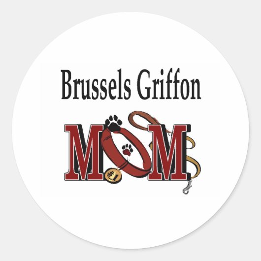 Brussels Griffon Dog MOM Ronde Sticker (Voorkant)