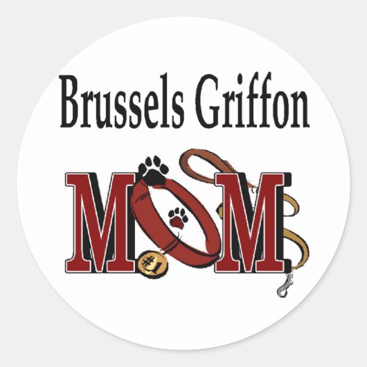 Brussels Griffon Dog MOM Ronde Sticker (Voorkant)