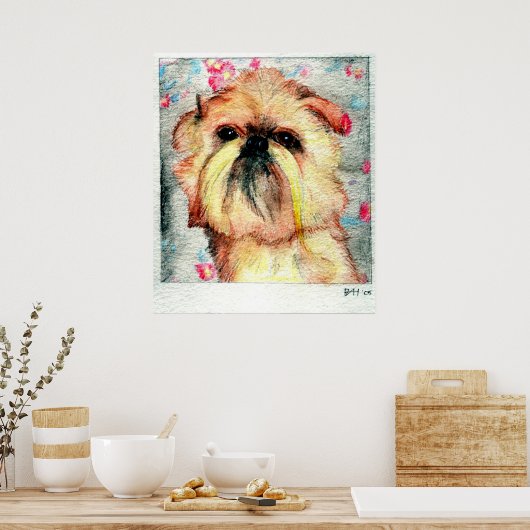 Brussels Griffon Dog Portret Poster (Keuken)