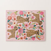 Brussels Griffon  Florals roze Legpuzzel (Horizontaal)