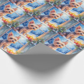 Brussels Griffon Frosted Window Christmas Art Cadeaupapier (Hoek)