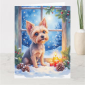 Brussels Griffon Frosted Window Christmas Art Kaart (Voorkant)