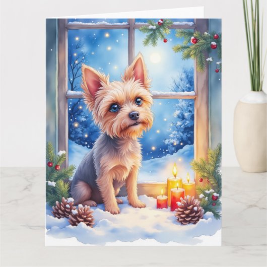 Brussels Griffon Frosted Window Christmas Art Kaart (Voorkant)