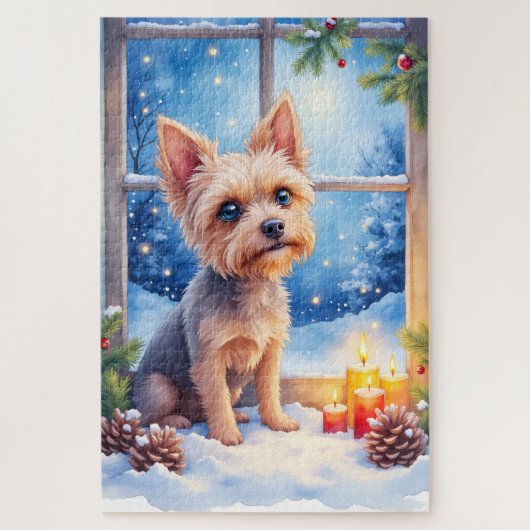 Brussels Griffon Frosted Window Christmas Art Legpuzzel (Verticaal)
