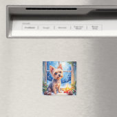 Brussels Griffon Frosted Window Christmas Art Magneet (Insitu (Vaatwasser))