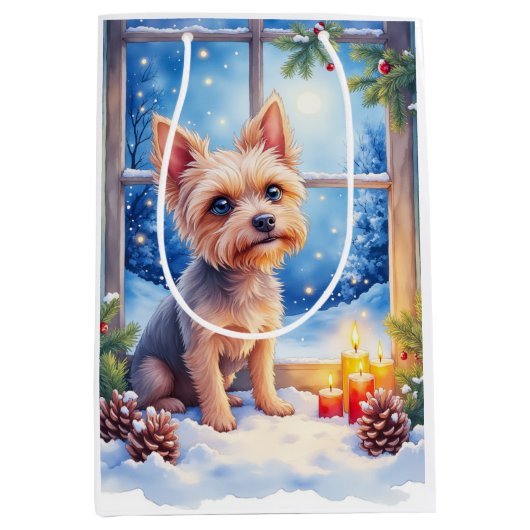 Brussels Griffon Frosted Window Christmas Art Medium Cadeauzakje (Voorkant)